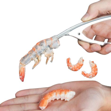 Couteau à décortiquer les crevettes en acier inoxydable, outil incurvé pour retirer les veines et coquilles des fruits de mer, ustensile de cuisine (1/5)