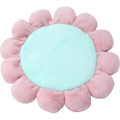 Coussin pour chat en peluche en forme de fleur verte - Confortable et lavable, 60 cm (1/5)