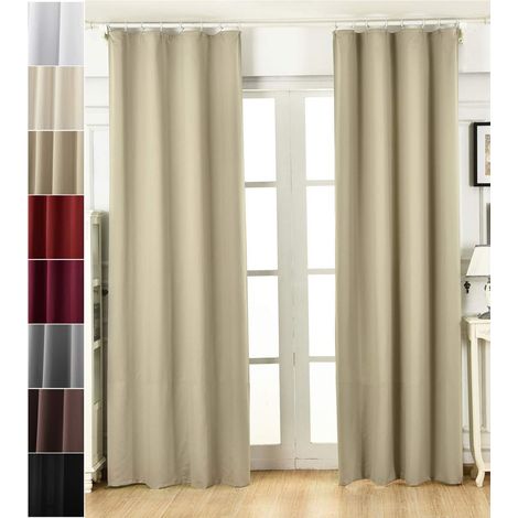 WOLTU Vorhang Blickdicht Gardinen mit Kräuselband für Schiene, Leichter & weicher Verdunklungsvorhang wärmeisolierend, Thermovorhang Kälteschutz für Wohnzimmer Schlafzimmer, Sand 135x245 cm