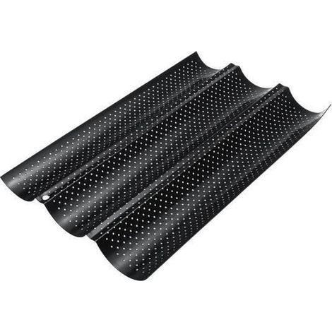 Plaque de Cuisson Moule Pour 3 Baguettes Anti-Collage Noir (1/4)