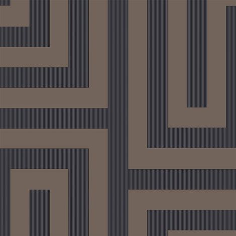 Grandeco Links Black Gold Wallpaper Greek Key Metallic Modern Contemporary (1/4)