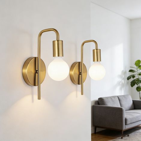 Lot de 2 Appliques Murales Industrielles Rétro en Métal, Lampes de Chevet pour Salle de Bain et Miroir, Sans Ampoule (1/5)