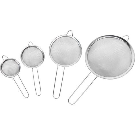 4 tamis à farine manuel en acier inoxydable, passoire de cuisine pour cuisson et pâtisserie (1/5)