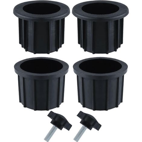 2 ensembles (6 pièces) d'accessoires pour parasol de balcon, 4 anneaux de fixation pour parasol et 2 vis de serrage, accessoires pour support de parasol (noir) (1/5)