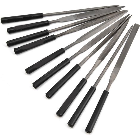 Ensemble de mini limes aiguilles en acier au carbone, limes de bijouterie à une seule face pour le lissage des modules métalliques, 4 x 160 mm (1/5)