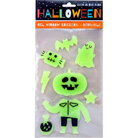 Adesivi in ​​gel di silicone fluorescenti al buio a forma di zucca di Halloween per finestre (1/2)