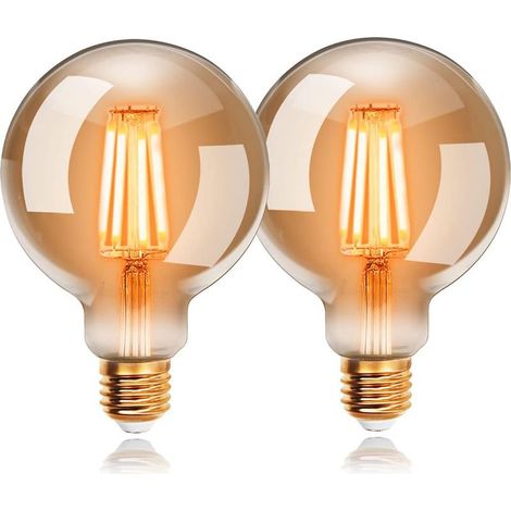Ampoules LED 4W Edison Vintage G80, Blanc Chaud 2200K E27, Equivalent à Ampoule Incandescente 40W, Ampoule Rétro à Filament, Rétro Antique Lampe décorative, Non-Dimmable, Lot de 2 (1/5)