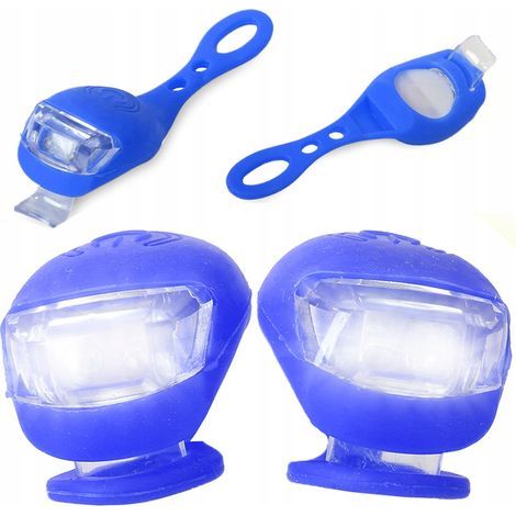 Luz de bicicleta de silicona azul de 4 piezas (1/4)