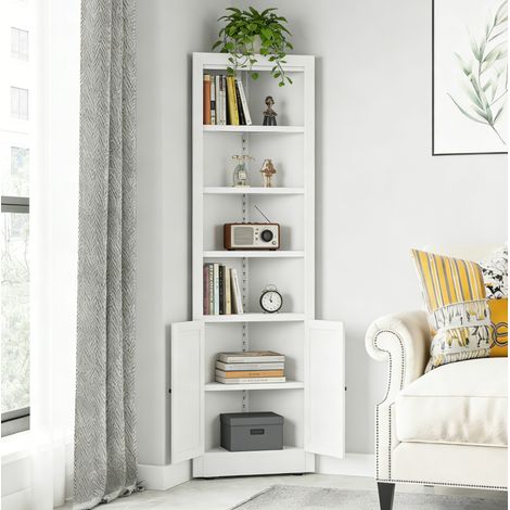 Armadio angolare in metallo 5 livelli con ripiani regolabili, 52x26,5x180 cm, bianco DESVIAE (1/5)