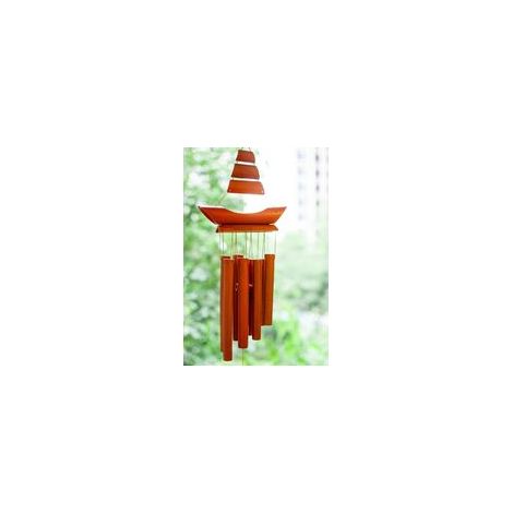 Carillon éolien d'extérieur en bambou, carillon commémoratif fait main au son grave et puissant, idéal pour la décoration de terrasse, jardin ou maison, marron foncé (1/5)
