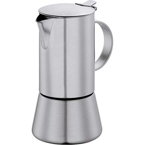 Caffettiera Cilio in acciaio Aida, diametro 9,5x17,5 cm, 4 tazze, finitura satinata.