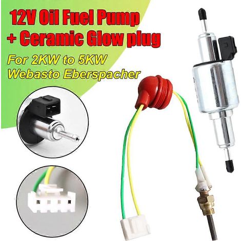 Satz aus 2 Kraftstoffpumpen für Diesel-/Luft-Standheizung, 12V Keramikglühkerze, 12V 22m Impulsölpumpe für 2 bis 5kW, kompatibel mit Webasto und Eberspächer. (1/5)