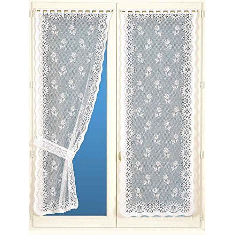Paire de rideaux Bonne-Femme avec embrasses Blanc 60x220 cm