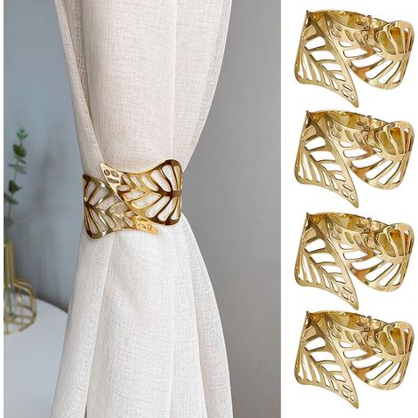 5-teiliges Set aus durchbrochenen Metall-Federn zur Gardinenbefestigung, Lamellenhalter für die Wohnzimmerdekoration (Gold & Silber) (1/5)