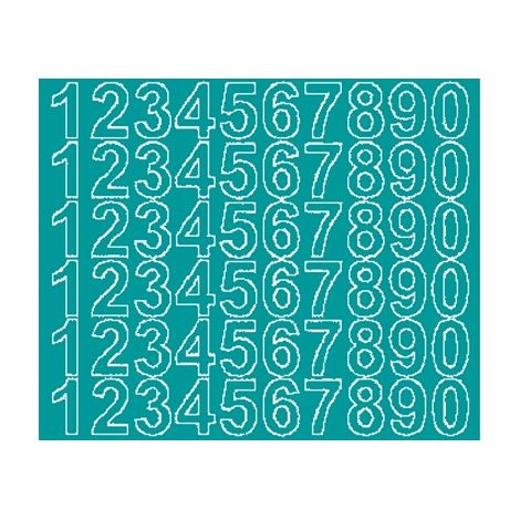 Adesivi numerici autoadesivi da 3 cm, turchesi opachi (1/2)