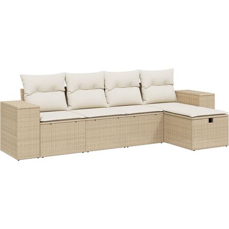 Set Divano da Giardino 5 pz con Cuscini Beige in Polyrattan vidaXL (1/4)