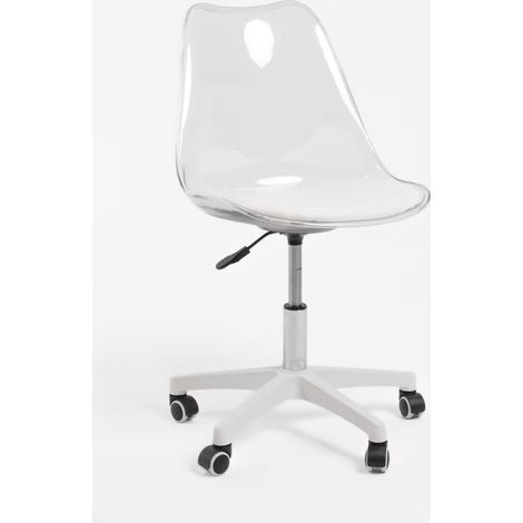 ORION91oficial® - Silla EGALITE de Oficina con Ruedas  Color Blanco  Respaldo Transparente  Asiento Regulable  Asiento Piel Sintética  Oficina  Teletrabajo  Escritorio - spaziOrion91 - Unidad (1/5)