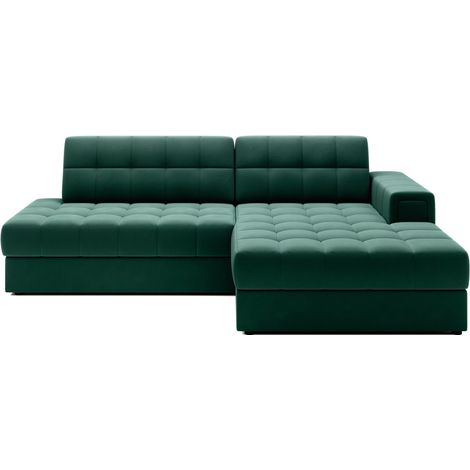 Canapé d'angle convertible CUBITO vert 240 cm avec coffre et couchage (1/5)
