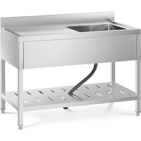 Évier professionnel - Royal Catering - Dimensions : 120 x 60 cm - Bac : 49 x 42 x 24,5 cm (1/7)