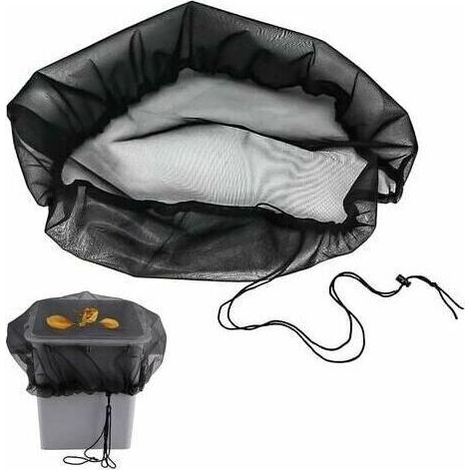 Filet pour Citerne de Pluie Filet de Protection pour Tonneau de Pluie Réglable Filet de Protection Anti-Moustique pour Extérieur Jardin Seaux Feuilles, (1/5)