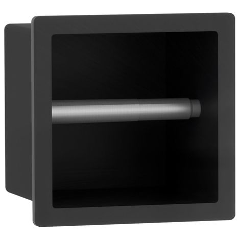 FugaFlow Eccelente Acces porte-rouleau papier toilette - encastrable - 17.3x17.3x8.7cm - noir mat