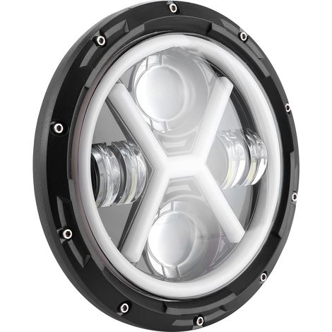 Projecteur LED 7 pouces blanc/jaune, phare rond lumineux X-Type, compatible Jeep Wrangler, étanche, double couleur, 2 pièces (1/5)