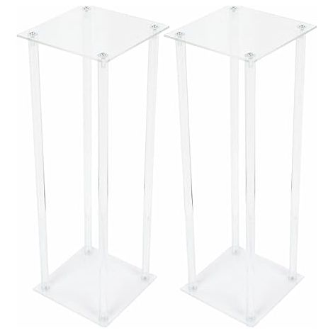 Lot de 2 supports de fleurs en acrylique - Support de plantes debout - Vase transparent - Pour mariage, décoration de maison, hôtel, fête, anniversaire (1/5)