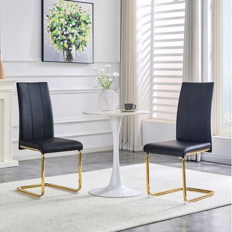 MEUBLIV Set di 2 sedie da pranzo nere e dorate 54,5 x 43 x 99 cm, schienale alto (1/5)