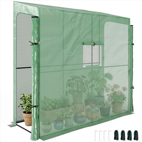 Serre de jardin 200 x 80 x 200 180 cm Adossée avec Portes Vert (1/5)