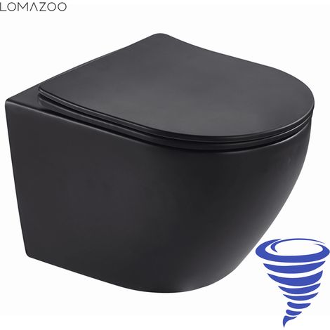 LOMAZOO WC suspendu sans bride noir rond - Rimless - chasse