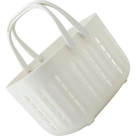 2 cestas de baño, cestas de ducha, organizadores de cosméticos, cestas de ducha de plástico, cestas de baño, blancas (1/5)