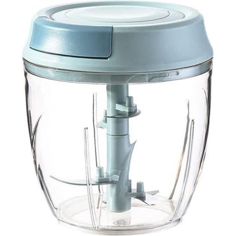 Hachoir Manuel, 1000 ml 5 Lames en Acier Inoxydable, Hachoir Oignons, Mixeur Multifonctions, Coupe Légumes, Coupe Gingembre Manuel, Broyage des Aliments Pour Bébé, Hachoir à viande. (1/4)