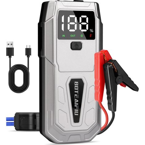 Booster Batterie Voiture 12V 5000A Démarreur Voiture et Moto Jusqu'à 9,5L Essence 8L Diesel Jump Starter Portable avec Écran LCD Pinces Intelligentes Lampe LED Sécurité Urgence (1/5)