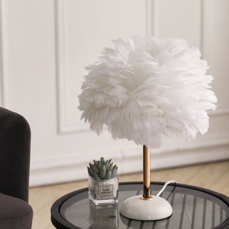Ceramic Feather Table Lamp with LED Light Bedside Light Lounge Lighting (1/5)