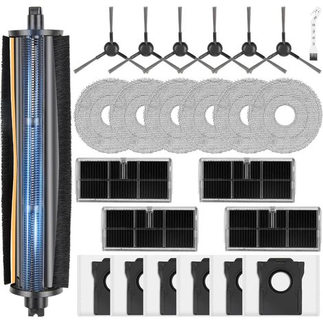 24 Stück TriCut Bürste Zubehör für Dreame L10s Ultra Gen 2 / L10s Pro Ultra Heat / X30 Ultral/Mova E30 Ultra Saugroboter, 6 Staubbeutel 6 Wischpad 4 HEPA Filter 6 Seitenbürste 1 Reinigungszubehör (1/5)