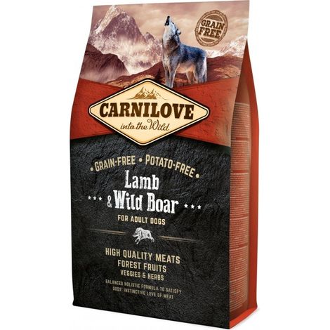 Croquettes sans céréales pour chien adulte 4 kg – Agneau et sanglier – Protection musculaire et articulaire – Santé générale – Bocarnea