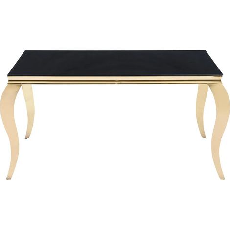 Table Repas BAROQUE 6 à 8 personnes Gold verre Marbre noir 180X90cm