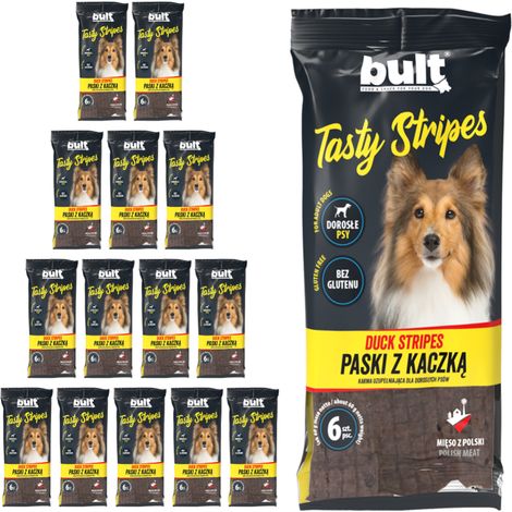 BULT Tasty Stripes, premio para perros sabor pato, 14 x 60 g (1/3)