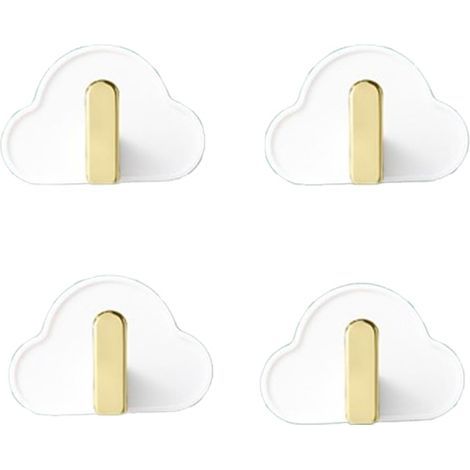 4er-Set wolkenförmige Wandhaken, selbstklebend, ideal für Kinder, Handtuchhaken, weiß, kein Bohren erforderlich, geeignet für Handtücher, Rucksäcke, Hüte und Kleidung (1/5)