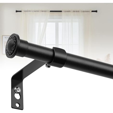 Tringles à Rideaux Extensibles 76-210cm, Ensemble Stable de Tringles à Rideaux Noir mat Rail de Rideau, Tringles à Rideaux en Acier Inoxydable pour Chambre à Coucher, Salon, Chambre d'enfant (1/5)