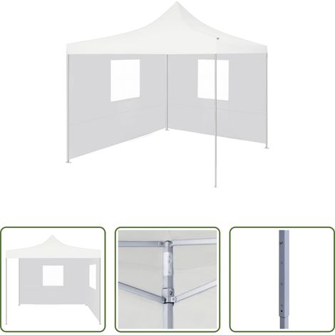 Tente extérieure - Tente de réception pliable avec 2 parois 3x3 m Acier Blanc (1/5)