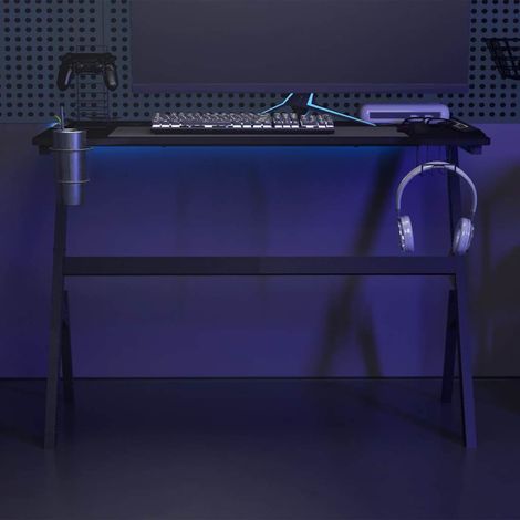 vidaXL Gaming-Schreibtisch mit LED Y-Gestell Schwarz 110x60x75 cm (1/5)