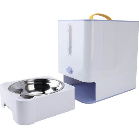 Distributeur Croquettes Chien Chat Gamelle Inox Amovible Grande Capacité 11x10x7.5in ABS Bleu Clair Hygiénique et Durable (1/4)