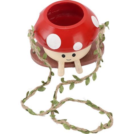 [Pot de Plante Champignon Suspendu avec visage] – Cute Swing Planter Pot Ornement pour succulent – Pot pour mur, plafond, étagère – Résine – Environ 14,2 x 10cm
