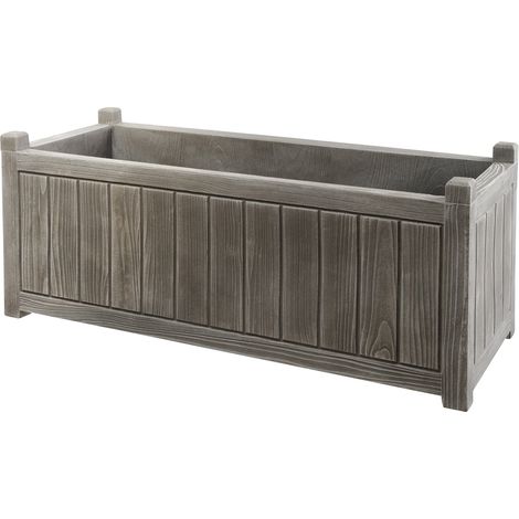 EDA – Jardinière en polypropylène gris cérusé 119 x 50 x 50 cm – Contenance 155L – Résistante au gel et UV – Fabrication française