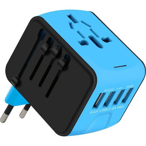 Adaptateur Voyage, Adaptateur Prise Universelle 4 Ports USB & Prise AC, Adaptateur Prise France vers USA Allemagne Thaïlande Italie Australie Chine Japon (1/5)
