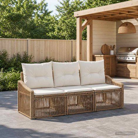 vidaXL Set Divano da Giardino 3 pcs Beige polyrattan (1/5)