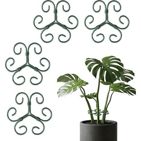 4 Pieces Climbing Plant Stake – Iron Support, Adjustable Rod with Unique Design to Promote Growth of Small and Medium Climbing Plants, Green (1/5)
