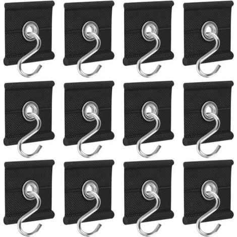 Lot de 12 œillets de passepoil pour rail de store de 5/6 mm, 7/8 mm, crochets de store RV, crochets de bande de tuyau(noir)-wj (1/4)