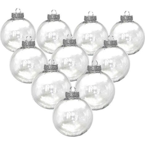 10 boules de Noël transparentes en plastique - creuses et brillantes pour décoration de fête à faire soi-même (1/5)